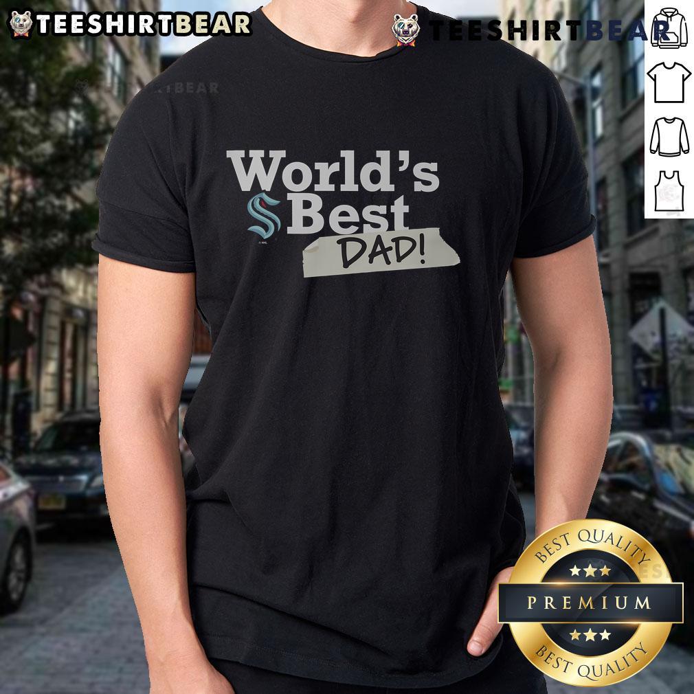 Top Seattle Kraken World'S Best Dad T Shirt Alt Text: Top Seattle Kraken World's Best Dad T-Shirt featuring team colors and logo, perfect gift for hockey-loving dads.
