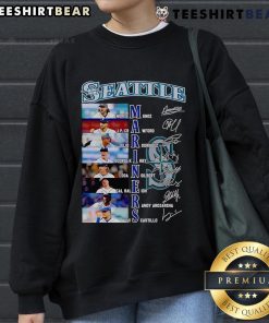 Alt Text: Seattle Mariners sweatshirt featuring signatures of Andres Munoz, JP Crawford, and Julio Rodriguez. Perfect fan gear!