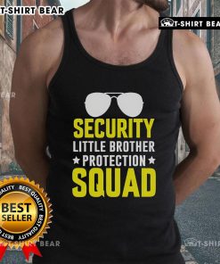Alt Text: Top Security Little Brother Protection Squad tank top featuring a playful design for kids' summer fashion.