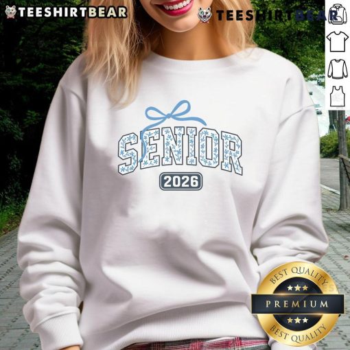 Top Senior 2026 graduation floral pattern sweatshirt featuring vibrant flowers and stylish design for celebratory wear.