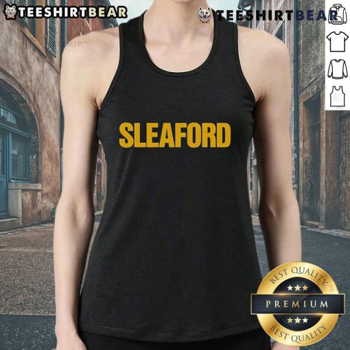 Top Sleaford Mods logo tank top featuring bold graphic design, perfect for fans of the iconic British punk band.