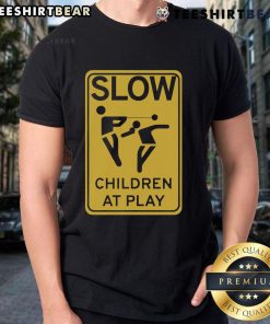 Top Slow Children At Play T-Shirt featuring a playful design, perfect for kids who enjoy fun and creativity outdoors.