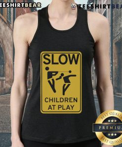 Top Slow Children At Play Tank Top featuring playful design, perfect for kids' summer wear and outdoor activities.