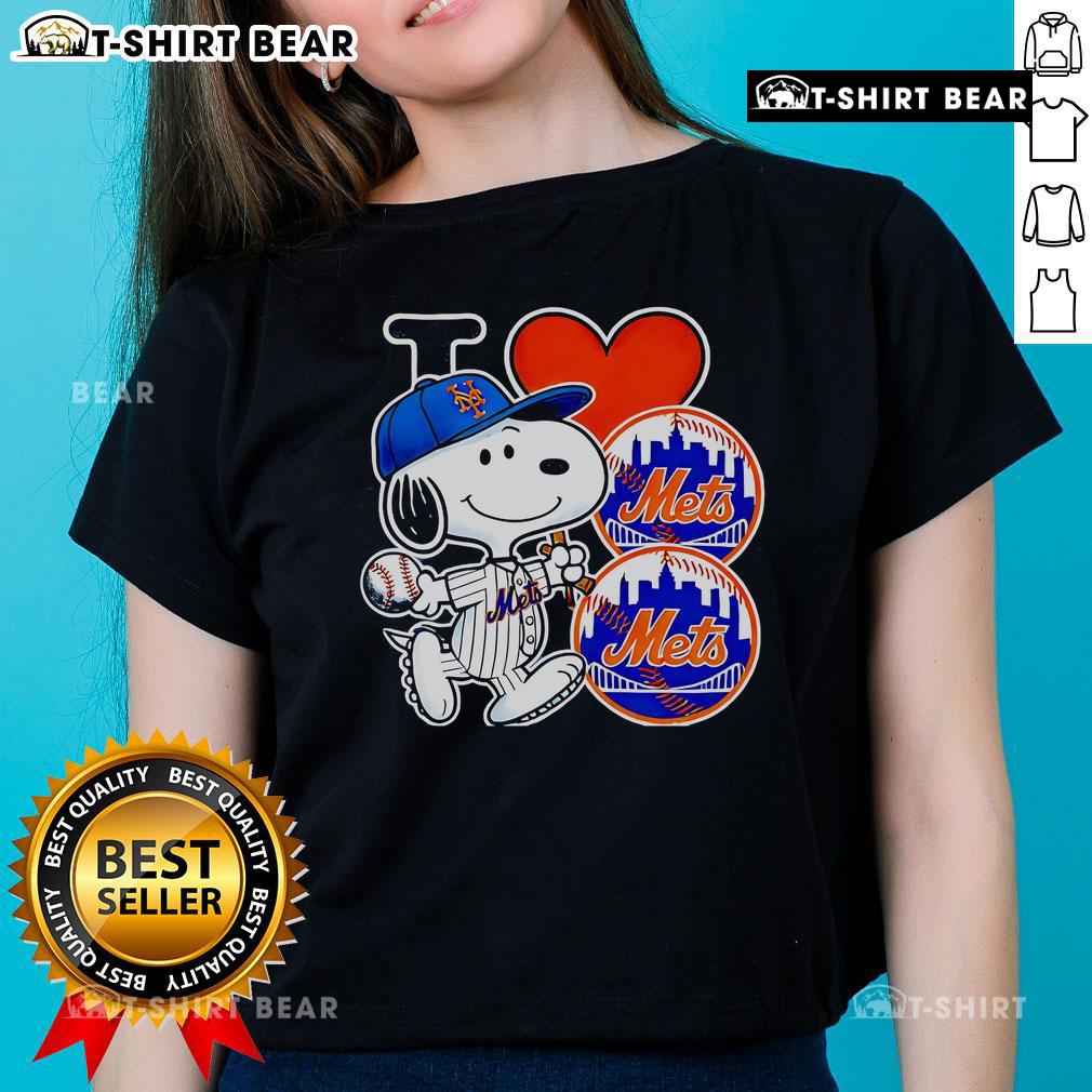 Top Snoopy I Love New York Mets Ladies Tee Alt Text: Top Snoopy I Love New York Mets ladies tee featuring a stylish design for female baseball fans.