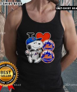 Top Snoopy I Love New York Mets tank top featuring iconic cartoon character and vibrant team colors for baseball fans.