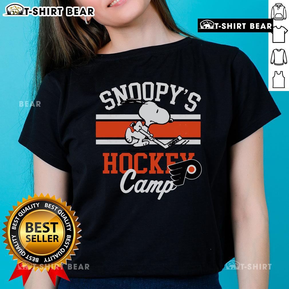 Top Snoopy Philadelphia Flyers Snoopy's Hockey Camp Snoopy NHL All Teams Ladies-Tee