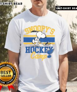 Top Snoopy St Louis Snoopy's Hockey Camp NHL All Teams T-Shirt featuring Snoopy in hockey gear, perfect for fans.