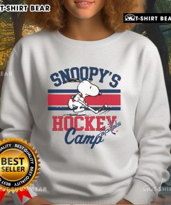 Alt Text: Top Snoopy Washington Capitals sweatshirt from Snoopy's Hockey Camp featuring NHL all teams design.