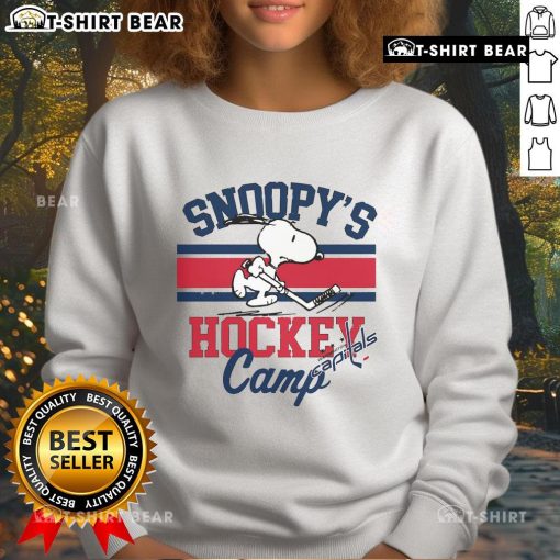 Alt Text: Top Snoopy Washington Capitals sweatshirt from Snoopy's Hockey Camp featuring NHL all teams design.