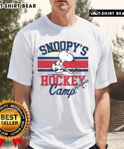 Top Snoopy Washington Capitals T-Shirt featuring Snoopy at Hockey Camp, perfect for NHL fans and collectors.