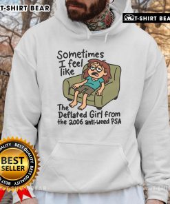 Deflated girl from 2006 anti-weed PSA hoodie, expressing feelings of sadness and defeat, illustrating the campaign's message.