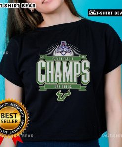 Top South Florida Bulls 2025 AAC Softball Conference Tournament Champions ladies tee showcasing team pride and victory.