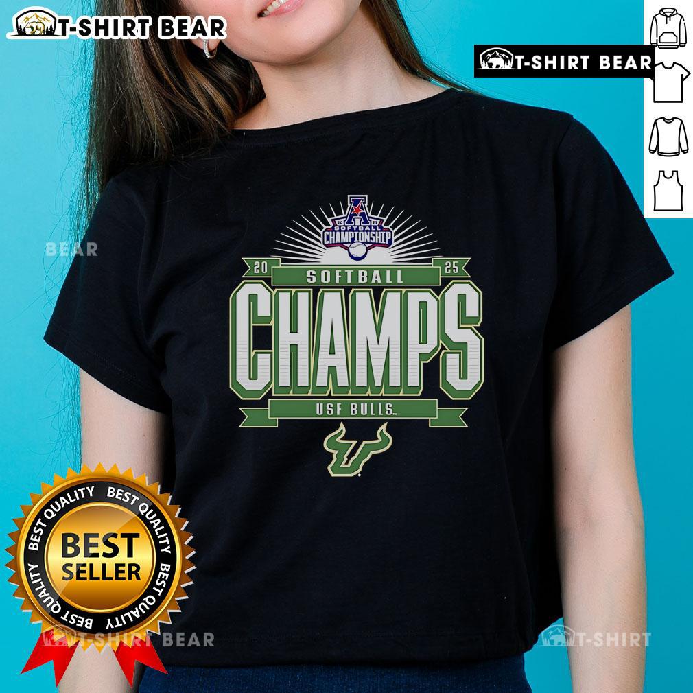 Top South Florida Bulls 2025 AAC Softball Conference Tournament Champions Ladies-Tee Top South Florida Bulls 2025 AAC Softball Conference Tournament Champions ladies tee showcasing team pride and victory.