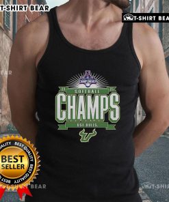 Top South Florida Bulls 2025 AAC Softball Tournament Champions tank top featuring team logo and vibrant colors.