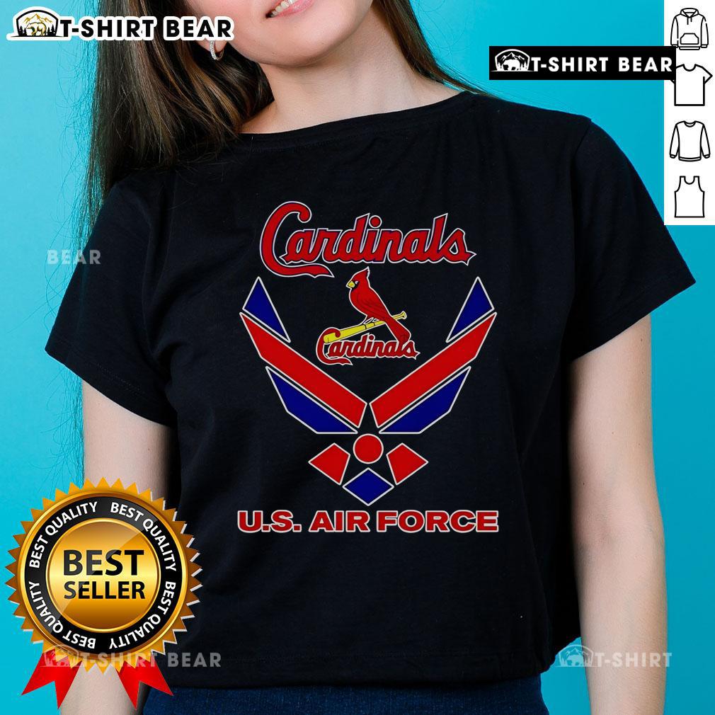 Top St Louis Cardinals Us Air Force Logo Ladies Tee Stylish ladies tee featuring the US Air Force logo and St. Louis Cardinals design for fans and military supporters.