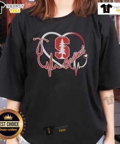 Alt Text: Top Stanford Cardinal Engineering Heartbeats Ladies Tee featuring a stylish design in vibrant colors for fans.