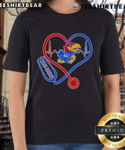 Top Stethoscope Heart Kansas Jayhawks Ladies Tee featuring a stylish design for fans and healthcare professionals.