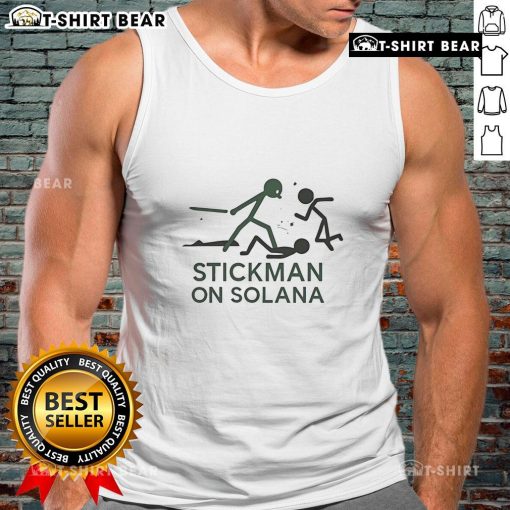 Top Stickman on Solana tank top design featuring a colorful graphic and trendy streetwear style for cryptocurrency enthusiasts.