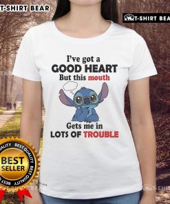 Top Stitch 'I've Got a Good Heart but This Mouth Gets Me in Trouble' Ladies Tee, perfect for witty and fun fashion.