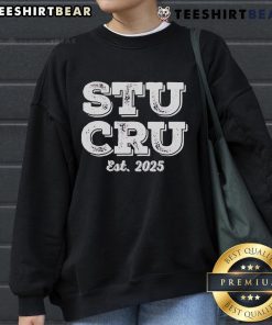 Top Stu Cru Est 2025 sweatshirt in navy blue, featuring a stylish logo and comfortable fit for casual wear.
