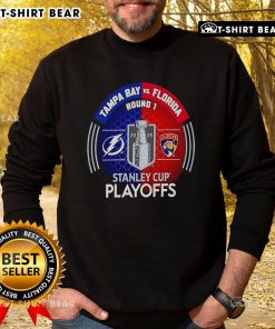 Top Tampa Bay Lightning vs Florida Panthers 2025 Stanley Cup Playoffs sweatshirt featuring team logos and playoff graphics.