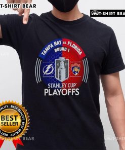 Top Tampa Bay Lightning vs Florida Panthers 2025 Stanley Cup Playoffs T-shirt featuring hockey graphics and team logos.