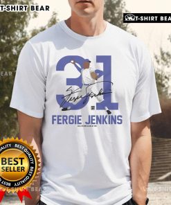 Alt Text: Top Teambrown Fergie Jenkins Baseball Hall of Fame Member Signature T-Shirt featuring vintage design and bold graphics.
