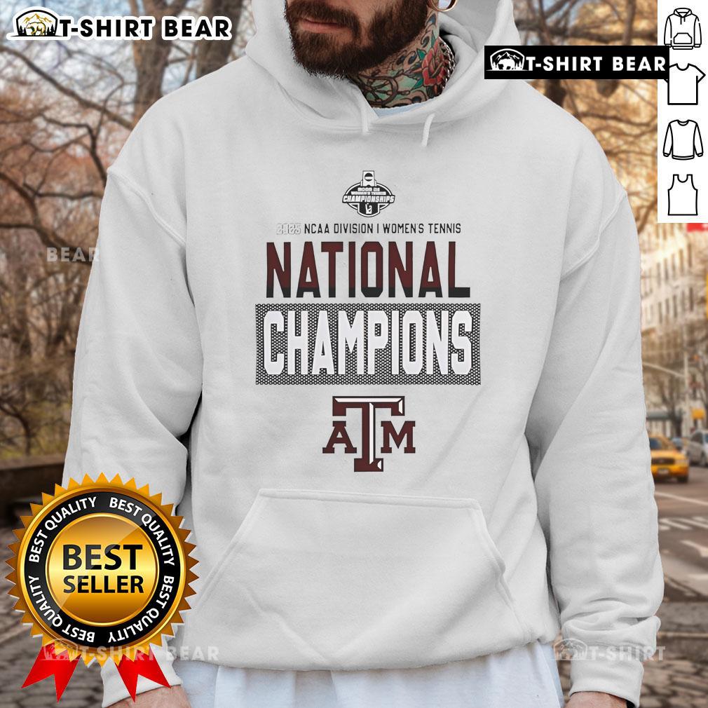 Top Texas A&M Aggies 2025 Ncaa Di Women'S Tennis National Champions Hoodie Alt Text: Texas A&M Aggies 2025 NCAA DI Women's Tennis National Champions hoodie, featuring team colors and logo design.