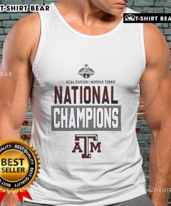 Top Texas A&M Aggies 2025 NCAA DI Women's Tennis National Champions tank top featuring bold team graphics and colors.