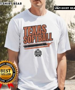 Top Texas Softball Women's College World Series stripe t-shirt featuring team colors and logo, perfect for fans.