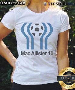 Top view of Liverpool Ladies tee featuring Mac Allister's number 10, perfect for fans of The Anfield Wrap.