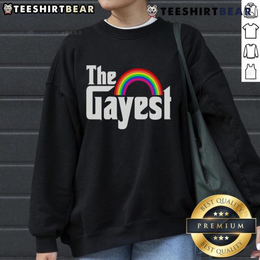 Top The Gayest Rainbow LGBT Sweatshirt featuring vibrant colors and a stylish design, perfect for pride events and casual wear.