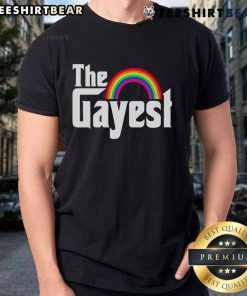 Top The Gayest Rainbow LGBT T-Shirt featuring vibrant colors and a bold design celebrating LGBTQ+ pride and identity.