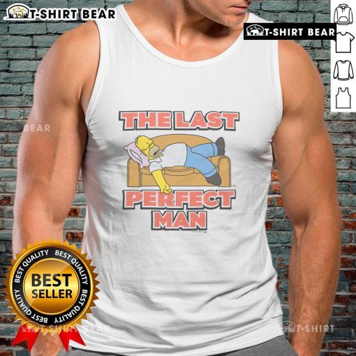 Homer Simpson wearing the Last Perfect Tank Top from The Simpsons, showcasing a vibrant design and playful style.