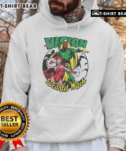 Top The Vision and The Scarlet Witch Hoodie featuring vibrant artwork and iconic characters from the Marvel universe.