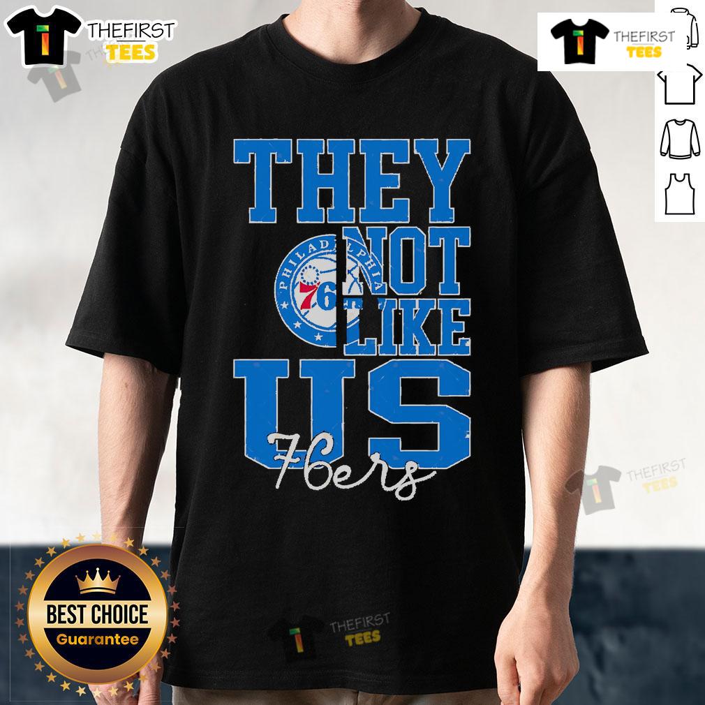 Top They Not Like Us Philadelphia 76Ers Basketball T Shirt Alt Text: Top They Not Like Us Philadelphia 76ers Basketball T-Shirt featuring bold team graphics and vibrant colors.