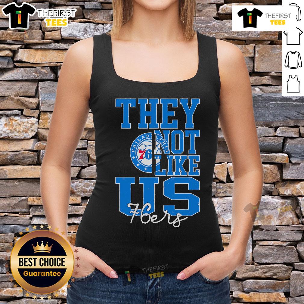 Top They Not Like Us Philadelphia 76Ers Basketball Tank Top Stylish Philadelphia 76ers basketball tank top featuring 'Top They Not Like Us' graphic for fans and sports enthusiasts.