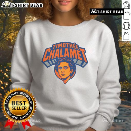 Timothe Chalamet in New York wearing a stylish sweatshirt, showcasing his trendy fashion sense as a top actor.