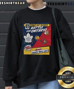 Top Toronto Maple Leafs vs Ottawa Senators 2025 Stanley Cup Playoffs rivalry comic pop sweatshirt design.