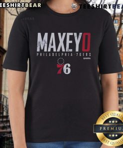 Stylish Top Tyrese Maxey Philadelphia 76ers ladies tee featuring team colors and logo, perfect for female fans.