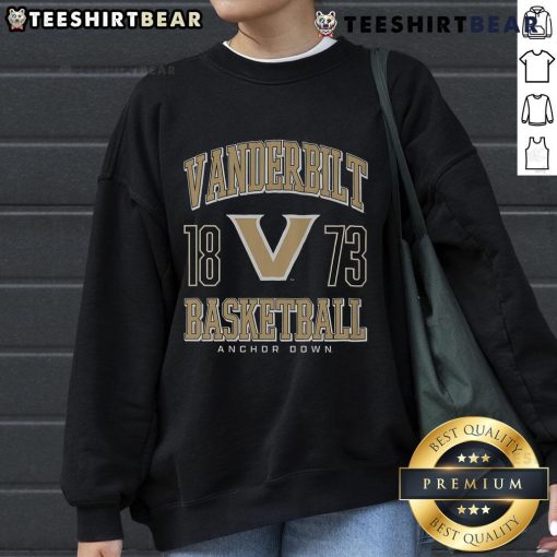 Alt Text: Top Vanderbilt Commodores basketball sweatshirt in navy blue, featuring the team's logo and comfortable fit.
