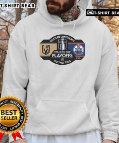 Alt Text: Top Vegas Golden Knights 2025 Stanley Cup Playoffs Round 2 Dueling Pin Hoodie showcasing team pride and playoff spirit.