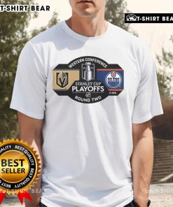 Top Vegas Golden Knights 2025 Stanley Cup Playoffs Round 2 Dueling Pin T-Shirt featuring bold team graphics.