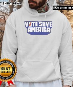 Top Vote Save America logo hoodie featuring a bold graphic design, perfect for supporters of the movement.