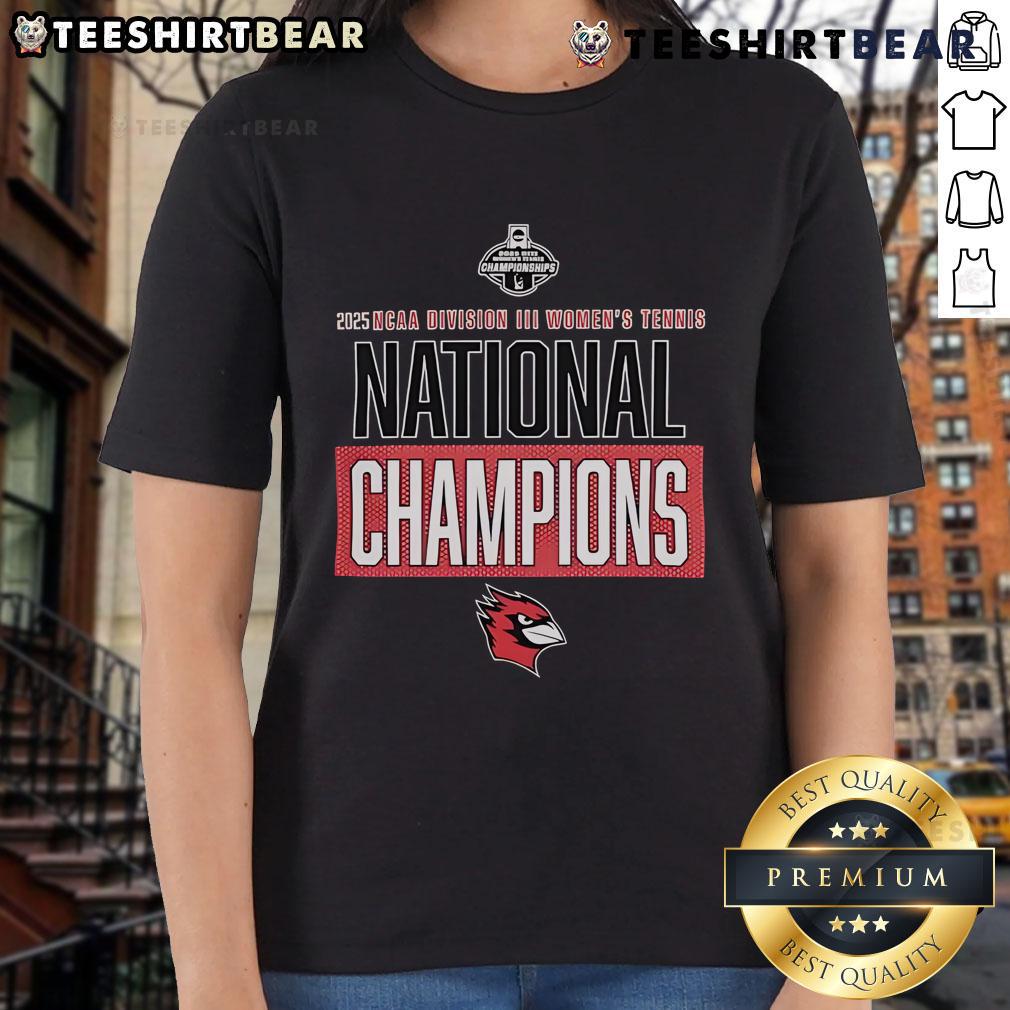 Top Wesleyan Cardinals 2025 NCAA Division III Women's Tennis National Champions Ladies-Tee Top Wesleyan Cardinals 2025 NCAA Division III Women's Tennis National Champions Ladies Tee showcasing team pride.
