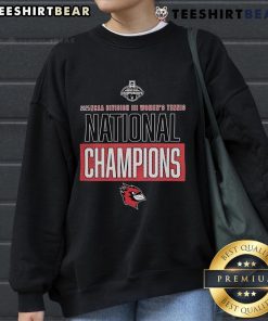 Alt Text: Wesleyan Cardinals 2025 NCAA Division III Women's Tennis National Champions sweatshirt in vibrant colors.