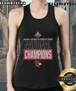 2025 NCAA Division III Women's Tennis National Champions tank top featuring Top Wesleyan Cardinals logo and design.