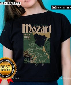 Stylish ladies tee featuring 'Rock Me Amadeus' design, celebrating Wolfgang Amadeus Mozart's iconic music and legacy.