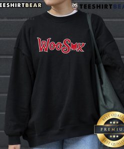 Cozy Top Woosox Boston Red Sox sweatshirt displayed on a hanger, perfect for fans showing team spirit.