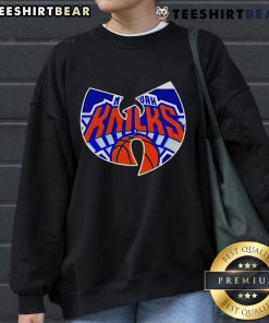 Top Wu-Tang New York Knicks basketball logo sweatshirt featuring iconic Wu-Tang design and team colors.